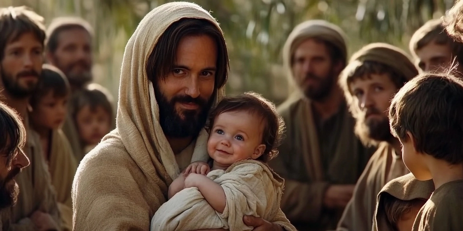 Gesù tiene in braccio un bambino